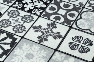 Rugsx ковровая дорожка Azulejo Patchwork, Лиссабонская плитка, серая / чёрная цена и информация | Ковры | pigu.lt