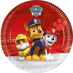 Vienkartinės popierinės lėkštės Paw Patrol- Ready For Action 19,5 cm, 8 vnt kaina ir informacija | Vienkartiniai indai šventėms | pigu.lt