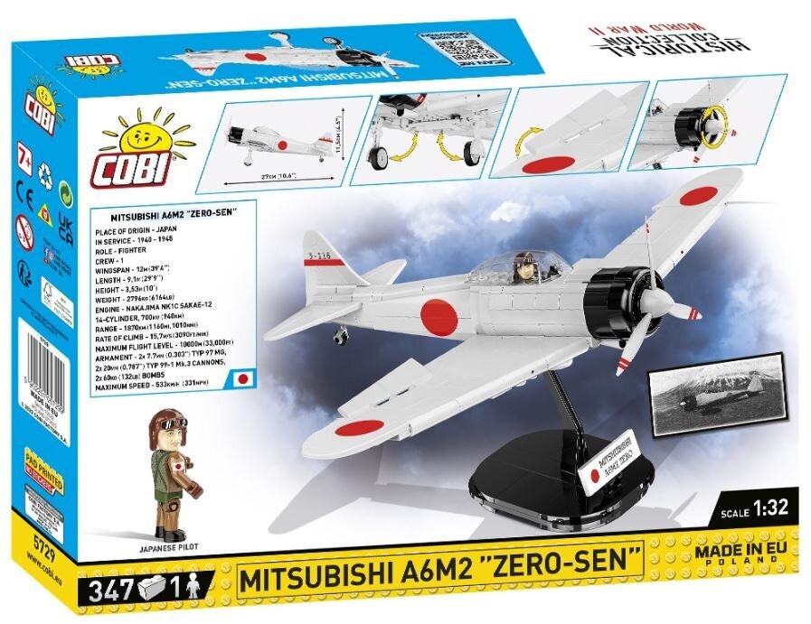 Surenkamas modelis Mitsubishi A6M2 Zer-Sen Cobi, 5729, 347 d. kaina ir informacija | Konstruktoriai ir kaladėlės | pigu.lt