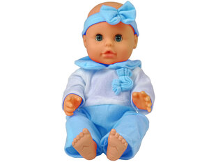Lėlė kūdikis su priedais Lean Toys, mėlyna, 30 cm kaina ir informacija | Žaislai mergaitėms | pigu.lt