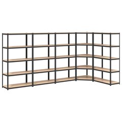 Plieno/medienos sandėliavimo lentynos, 5 vnt. kaina ir informacija | Sandėliavimo lentynos | pigu.lt