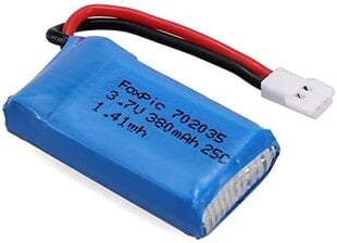 1 vnt. įkraunamų lipo baterijų 3,7 V, 380 mAh, skirtų Rc kvadrikopteriams HUBSAN X4 H107L H107C H107D H107 V252 JXD 385 kaina ir informacija | Išmanioji technika ir priedai | pigu.lt