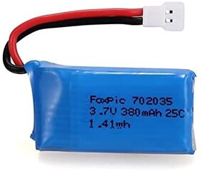 1 vnt. įkraunamų lipo baterijų 3,7 V, 380 mAh, skirtų Rc kvadrikopteriams HUBSAN X4 H107L H107C H107D H107 V252 JXD 385 kaina ir informacija | Išmanioji technika ir priedai | pigu.lt