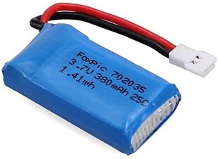 3 vienetai 3,7 V, 380 mAh įkraunamų lipo baterijų, skirtų Rc kvadrikopteriams HUBSAN X4 H107L H107C H107D H107 V252 JXD 385 kaina ir informacija | Išmanioji technika ir priedai | pigu.lt