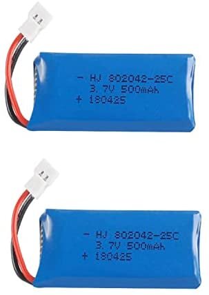 2 vienetai įkraunamų lipo baterijų 3.7v, 500mAh, skirtų Rc kvadrikopteriams HUBSAN X4 H107L H107C H107D H107 V252 JXD 385