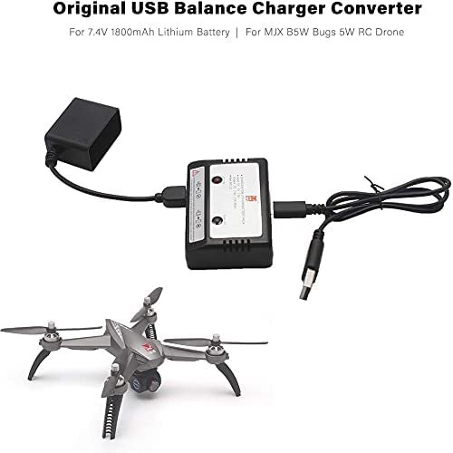 1 vnt. originalus USB balansinis įkroviklis 7,4 V 1800 mAh ličio jonų akumuliatoriui, skirtas MJX B5W Bug 5W RC dronui