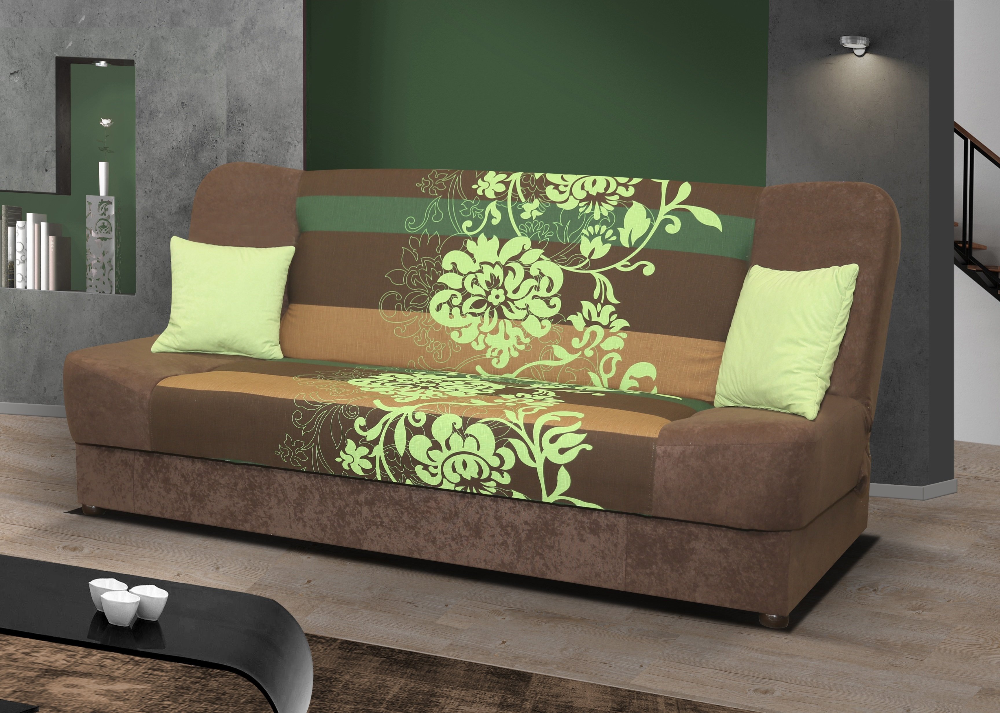 Sofa NORE Jazz, žalia/ruda
