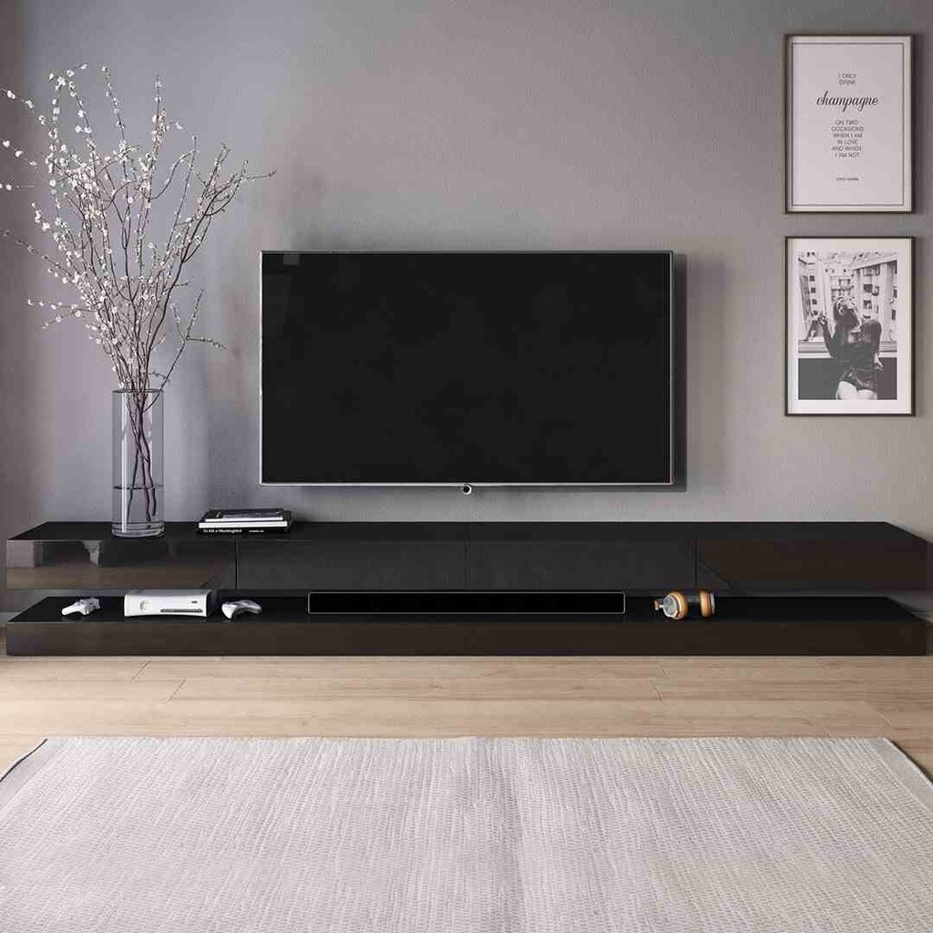 TV staliukas Hakano Fortis, juodas kaina ir informacija | TV staliukai | pigu.lt