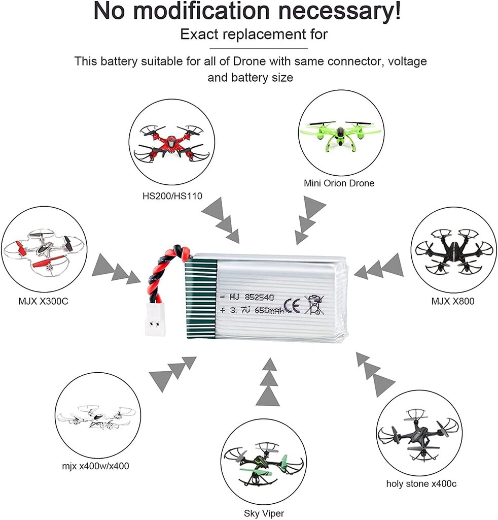 1 vnt. akumuliatorius "Syma Drone x5C X5" 3.7V 650mAh 25C Advanced Lipo kaina ir informacija | Išmanioji technika ir priedai | pigu.lt