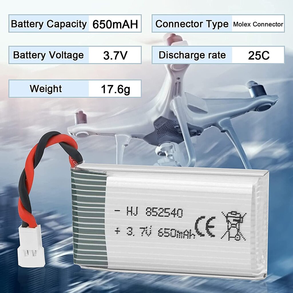 1 vnt. akumuliatorius "Syma Drone x5C X5" 3.7V 650mAh 25C Advanced Lipo kaina ir informacija | Išmanioji technika ir priedai | pigu.lt