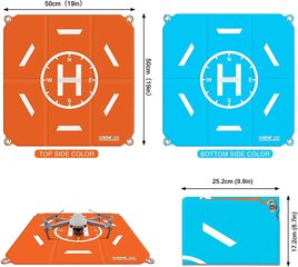 Dronų nusileidimo aikštelė, 50 cm (19") nešiojama universali sulankstoma greita sraigtasparnio aikštelė, skirta DJI Air 2S / Mavic Mini 2 / Mavic Air 2 / Mavic 2 / FIMI X8SE / DJI FPV dronui kaina ir informacija | Išmanioji technika ir priedai | pigu.lt