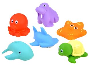 Guminių vonios žaislų rinkinys Jūros gyvūnai, 6 vnt. kaina ir informacija | Žaislai kūdikiams | pigu.lt