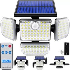Светодиодный солнечный уличный фонарь 4x с солнечной батареей, датчиком движения и пультом дистанционного управления цена и информация | Уличные светильники | pigu.lt
