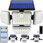 LED Soliarinis Lauko Šviestuvas 4x Su Saulės Baterija, Judesio Davikliu Ir Pulteliu kaina ir informacija | Lauko šviestuvai | pigu.lt