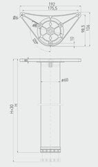 Stalo koja, reguliuojama, H-710mm, juoda (4vnt) цена и информация | Ножки для мебели | pigu.lt