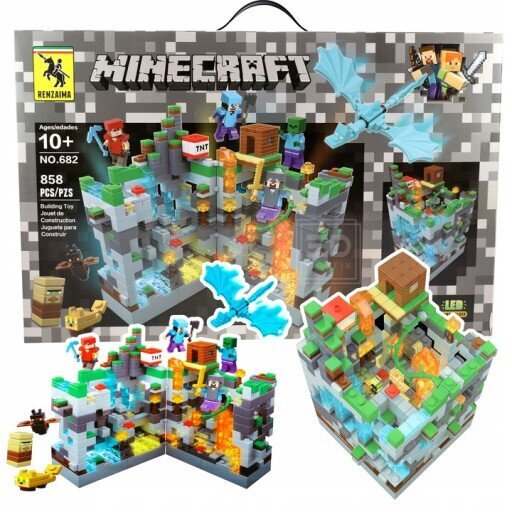 Konstruktorius Minecraft Blokai puola tvirtovės bazę, 4xLED kaina ir informacija | Konstruktoriai ir kaladėlės | pigu.lt