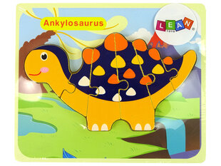Medinė dėlionė, dinozauras, oranžinis kaina ir informacija | Žaislai kūdikiams | pigu.lt