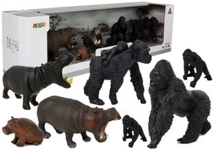 Набор фигурок животных сафари ,,Бегемоты и гориллы'', 7 шт. цена и информация | Игрушки для мальчиков | pigu.lt
