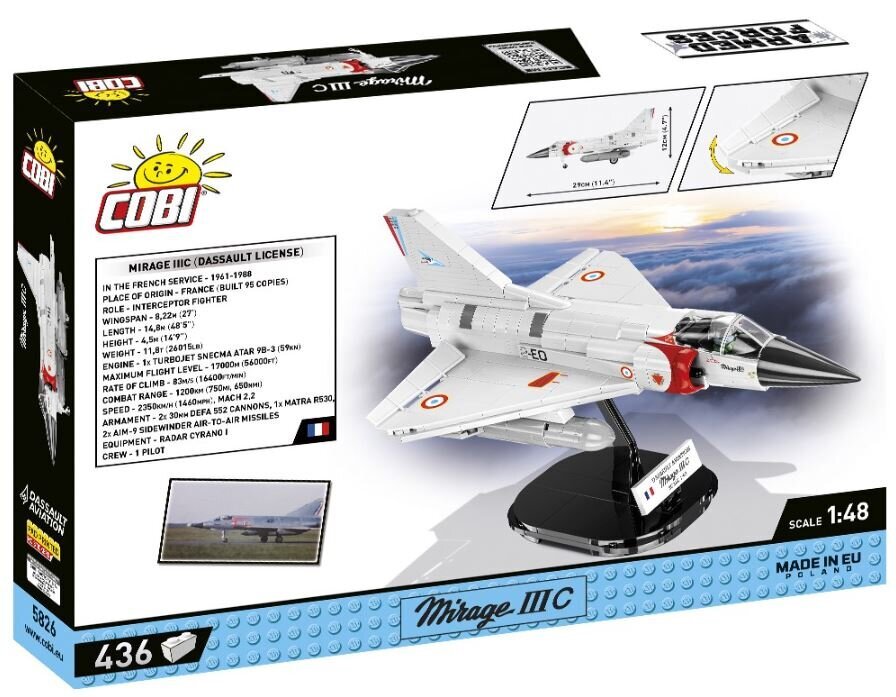 Surenkamas modelis Mirage IIIC Cobi, 5826, 436 d. цена и информация | Konstruktoriai ir kaladėlės | pigu.lt