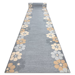 Rugsx ковровая дорожка с цветочками, серая, 57 см цена и информация | Ковры | pigu.lt