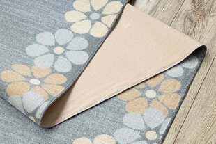 Rugsx ковровая дорожка с цветочками, серая, 57 см цена и информация | Ковры | pigu.lt
