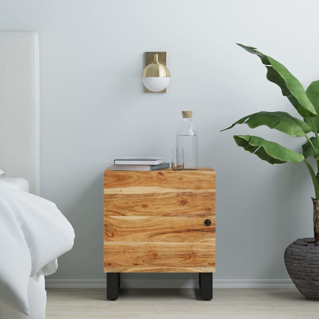 Naktinė spintelė, 40 x 33 x 46 cm, akacijos medienos masyvas цена и информация | Spintelės prie lovos | pigu.lt