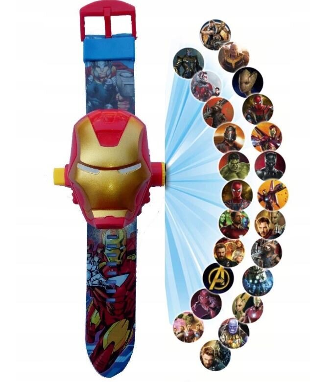 Laikrodis su projektoriumi Avengers Ironman, 24 paveikslėliai цена и информация | Aksesuarai vaikams | pigu.lt