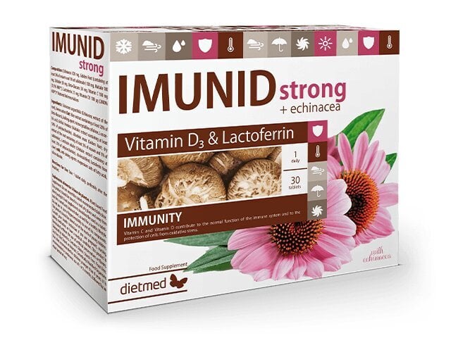 Imunid Strong+Ežiuolė maisto papildas imunitetui, 30 tablečių цена и информация | Vitaminai, maisto papildai, preparatai imunitetui | pigu.lt