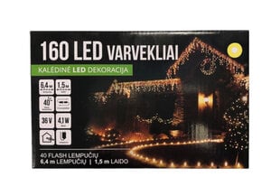 Уличная гирлянда "бахрома" 160LED 6.4 м, тёплый белый / холодный белый (FLASH) (301) 7555 цена и информация | Гирлянды | pigu.lt