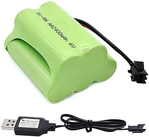 1 vnt. 6V AA akumuliatorius, įkraunamas Ni-MH akumuliatorius, didelės talpos 2400 mAh akumuliatoriai, SM 2P RC valtis RC magistralės jungtis + USB kabelis kaina ir informacija | Išmanioji technika ir priedai | pigu.lt