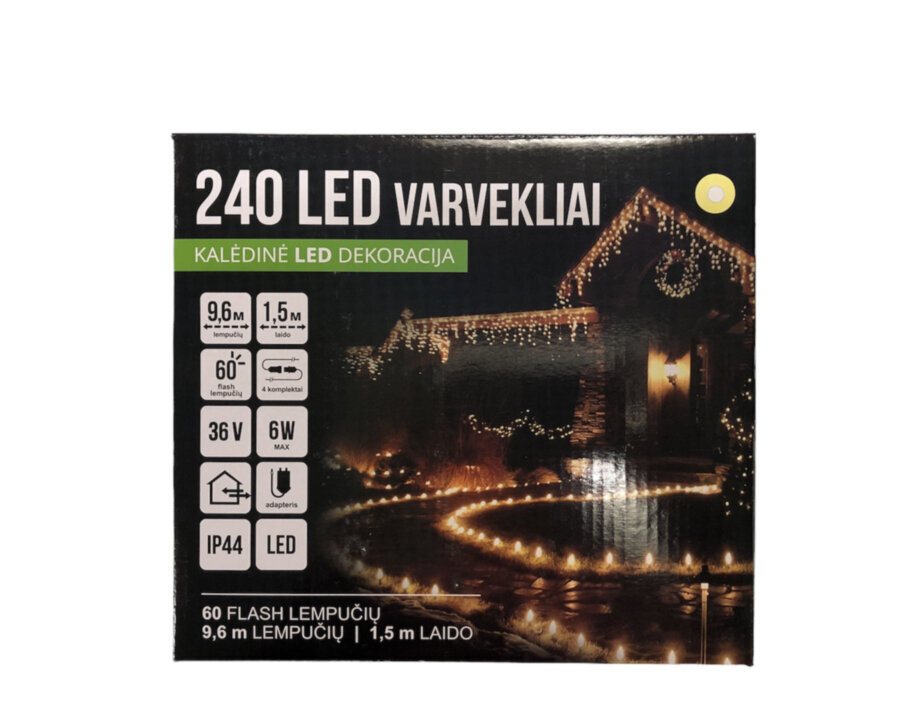 Lauko girlianda "kraštas" 240LED 9,6 m, šilta balta / šalta balta (FLASH) (307) 7544 цена и информация | Girliandos | pigu.lt