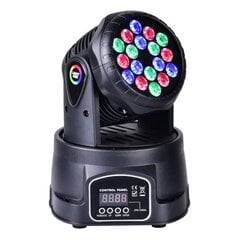 Светодиодная движущаяся голова LIGHT4ME COMPACT MOVING HEAD 18x3 Вт RGB  цена и информация | Праздничные декорации | pigu.lt