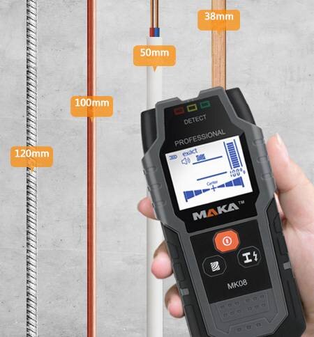 Kabelių detektorius - MAKA MK08 kaina ir informacija | Mechaniniai įrankiai | pigu.lt