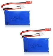 2 vienetai Lipo įkraunamų baterijų (7.4V 1100mAh), skirtų automobiliniam dronui Wltoys A949 A959 A969 A979 V912 V913 V262 L959 T23 T55 F45 kaina ir informacija | Išmanioji technika ir priedai | pigu.lt