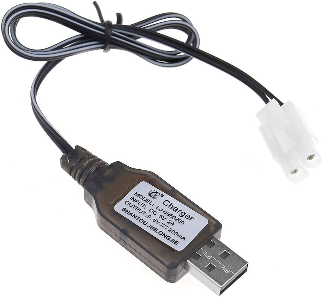 1 vnt. 9,6 V Ni-MH Ni-CD akumuliatoriaus įkraunama 200 mA USB maitinimo šaltinis DC 5 V įkroviklio adapterio jungtis su L6.2-2P lizdu, skirta nuotolinio valdymo RC automobilių valtims kaina ir informacija | Išmanioji technika ir priedai | pigu.lt