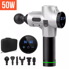 50 W Massage gun | Беспроводной массажный пистолет, ударный пистолет для массажа, массажер для мышц с 6 насадками цена и информация | Массажеры | pigu.lt