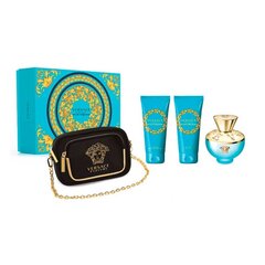 Rinkinys moterims Versace Dylan Turquoise: EDT 100 ml + dušo gelis 100 ml + kūno losjonas 100 ml + kosmetinė kaina ir informacija | Kvepalai moterims | pigu.lt