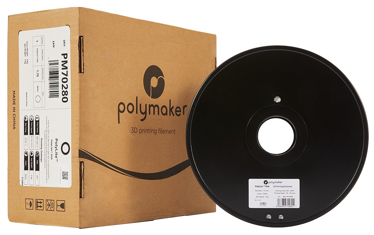 Polymaker PolyLite ASA - 3kg - 1.75mm - Baltas kaina ir informacija | Išmanioji technika ir priedai | pigu.lt