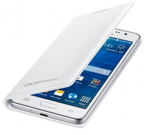 Atverčiamas dėklas Flip Wallet skirtas Samsung Galaxy Grand Prime (G530), Balta