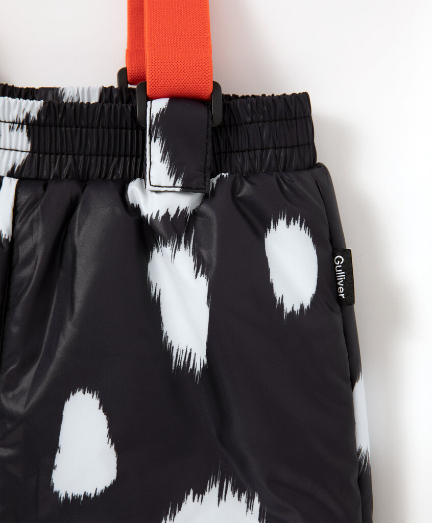 Gulliver kelnės su elastingomis petnešėlėmis mergaitėms, juodos/baltos spalvos kaina ir informacija | Žiemos drabužiai vaikams | pigu.lt