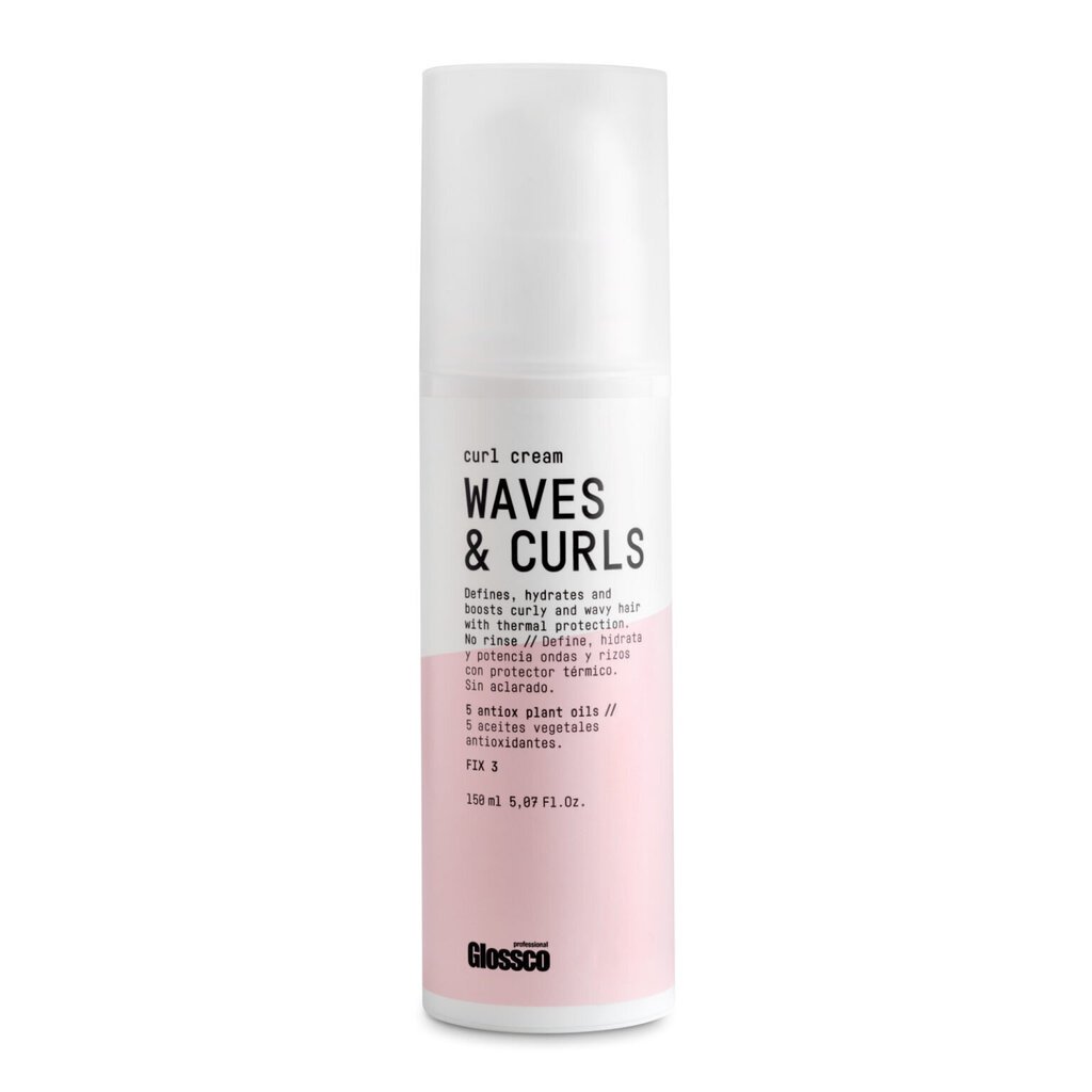 Lanksčios fiksacijos garbanų kremas glossco waves and curls plus, 150 ml kaina ir informacija | Plaukų formavimo priemonės | pigu.lt