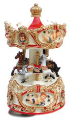 Muzikinė dekoracija - karuselė, raudona, 14 cm kaina ir informacija | Kalėdinės dekoracijos | pigu.lt