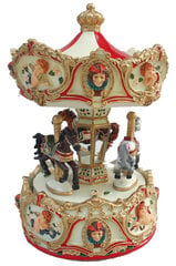 Muzikinė dekoracija - karuselė, raudona, 17 cm kaina ir informacija | Kalėdinės dekoracijos | pigu.lt