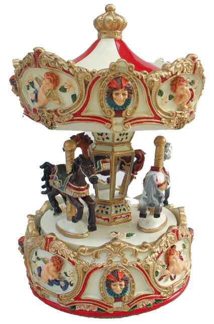 Muzikinė dekoracija - karuselė, raudona, 17 cm цена и информация | Kalėdinės dekoracijos | pigu.lt