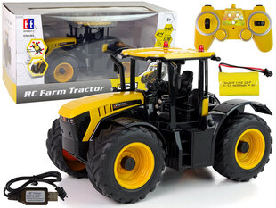 Nuotoliniu būdu valdomas traktorius JCB LED 1:16, geltonas kaina ir informacija | Žaislai berniukams | pigu.lt