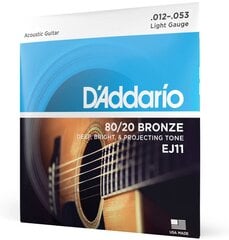 Струны для акустической гитары D'Addario EJ11 .012 цена и информация | Принадлежности для музыкальных инструментов | pigu.lt