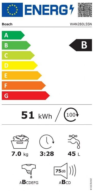 Bosch WAN280L5SN kaina ir informacija | Skalbimo mašinos | pigu.lt