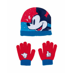 Шапка и перчатки детские Mickey Mouse Happy smiles, красные цена и информация | Аксессуары для детей | pigu.lt
