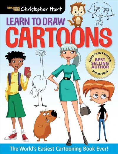 Learn to Draw Cartoons: The World's Easiest Cartooning Book Ever! kaina ir informacija | Knygos apie meną | pigu.lt