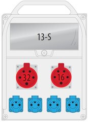 R-BOX 380R 1x16A/5P 1x32A/5P 4x230V 13S распределительное устройство - B.18.380-13 цена и информация | Выключатели, розетки | pigu.lt